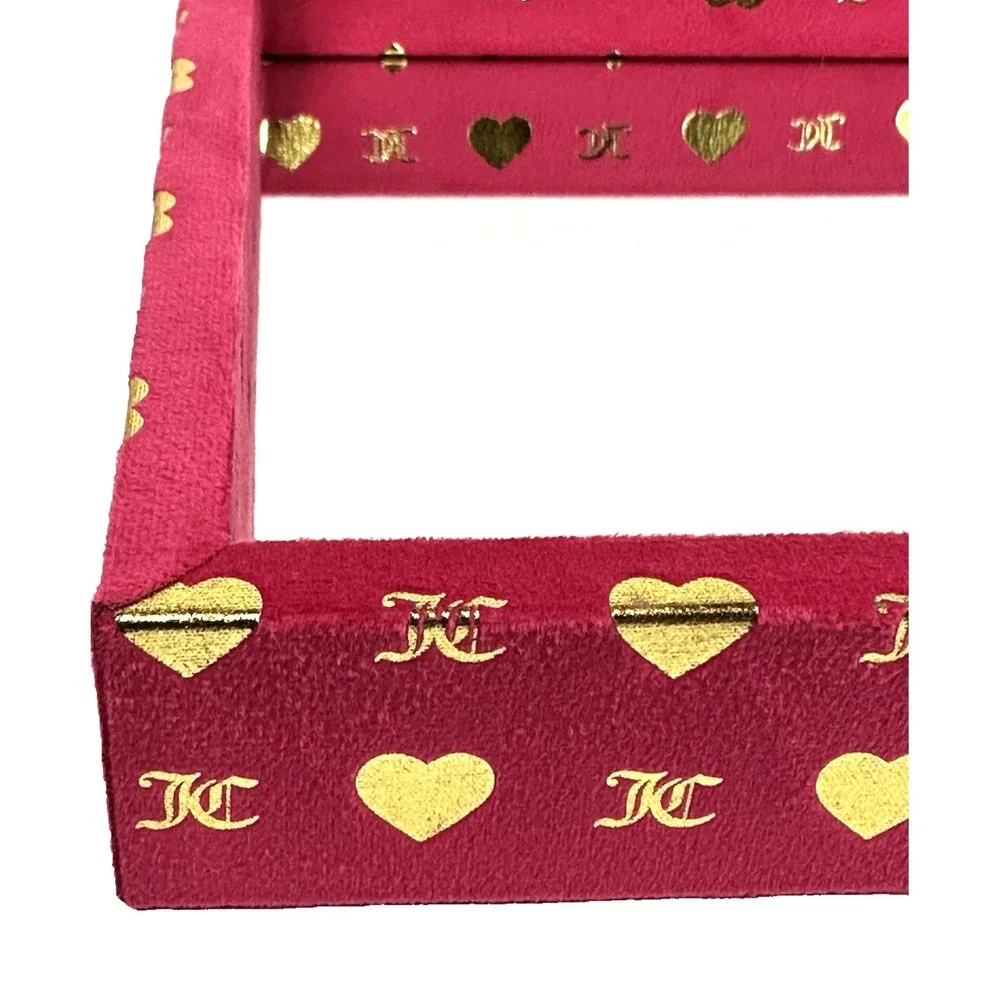 Juicy Couture Home Pink Gold Heart Trinket Tray Mirrored Base Vanity Decor NEW